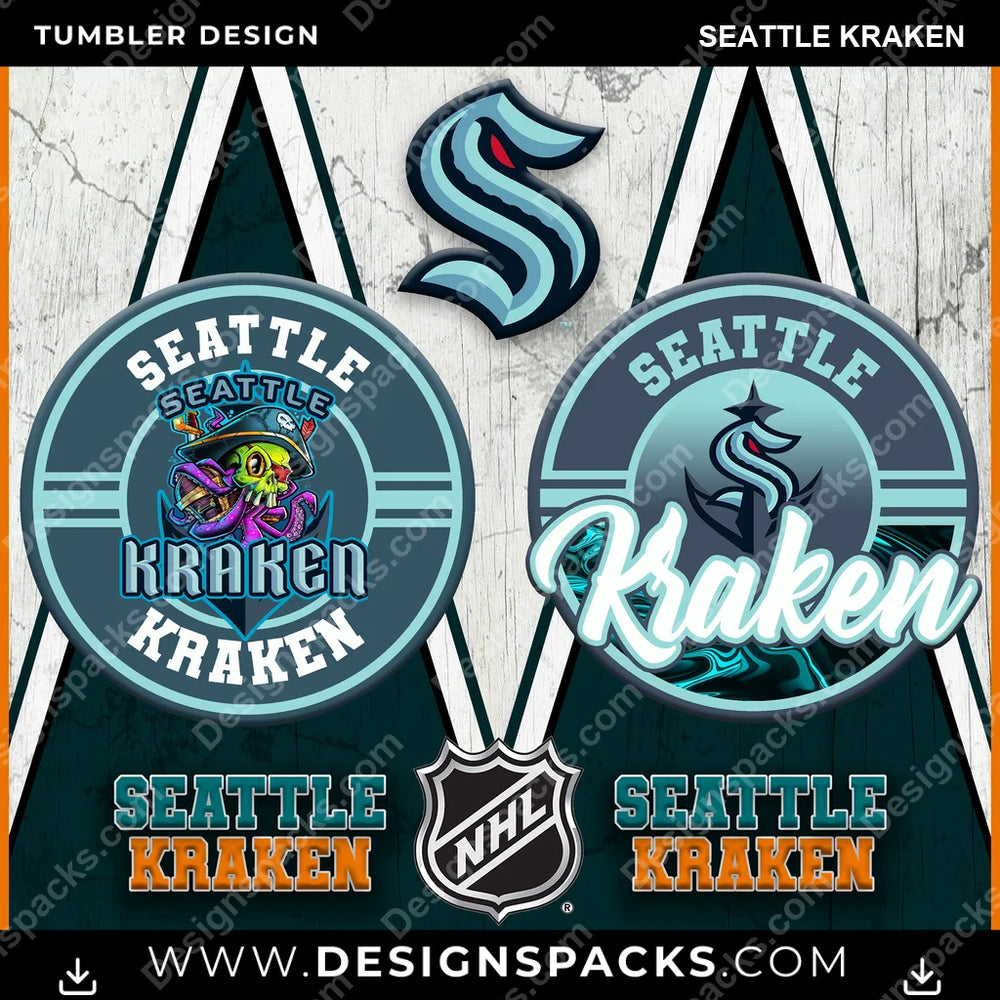 Ice Hockey Sports Seattle Kraken NHL Hockey Tumbler Digital Wrap Design Download