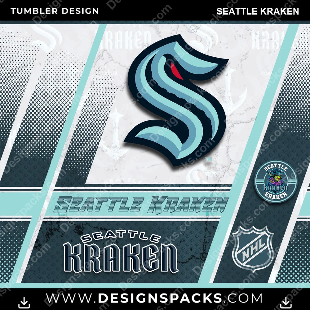Ice Hockey Sports Seattle Kraken NHL Hockey Tumbler Digital Wrap Design Download
