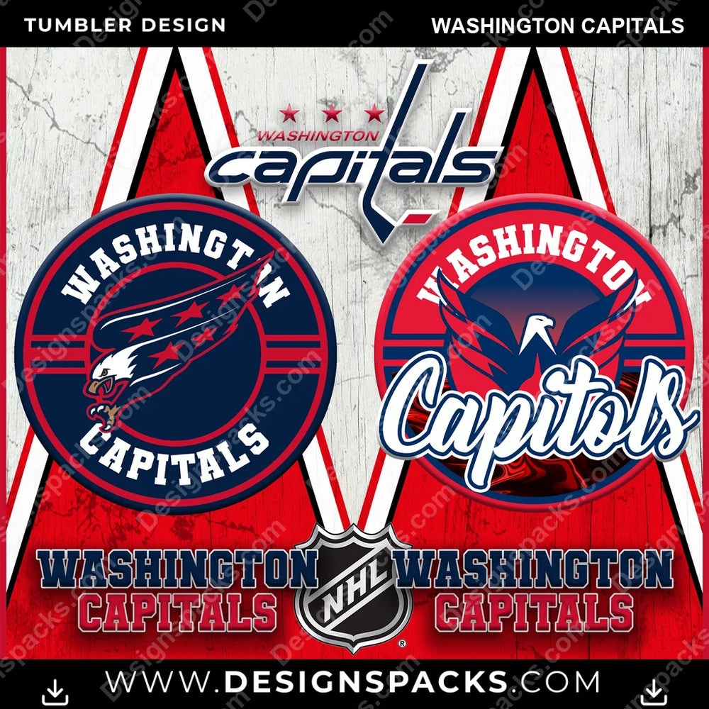 Ice Hockey Sports Washington Capitals NHL Hockey Tumbler Digital Wrap Design Download