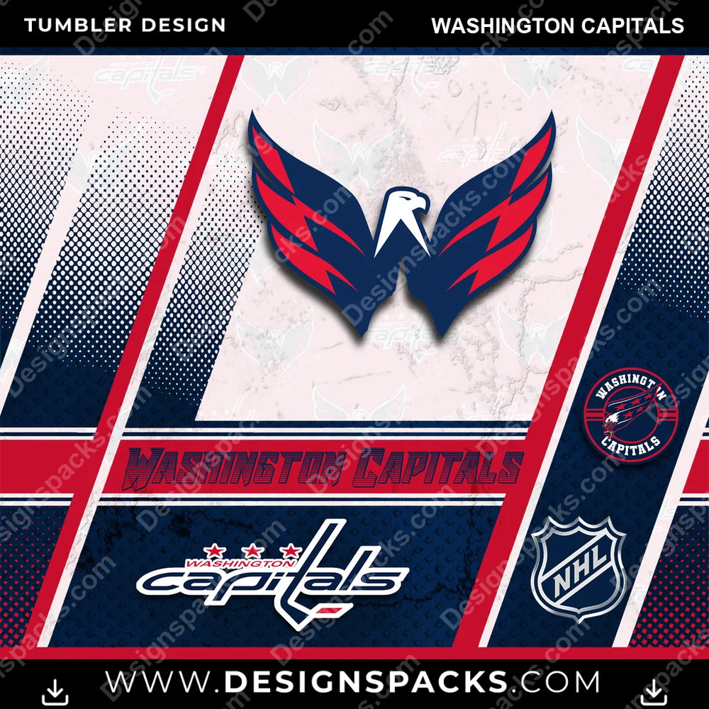 Ice Hockey Sports Washington Capitals NHL Hockey Tumbler Digital Wrap Design Download