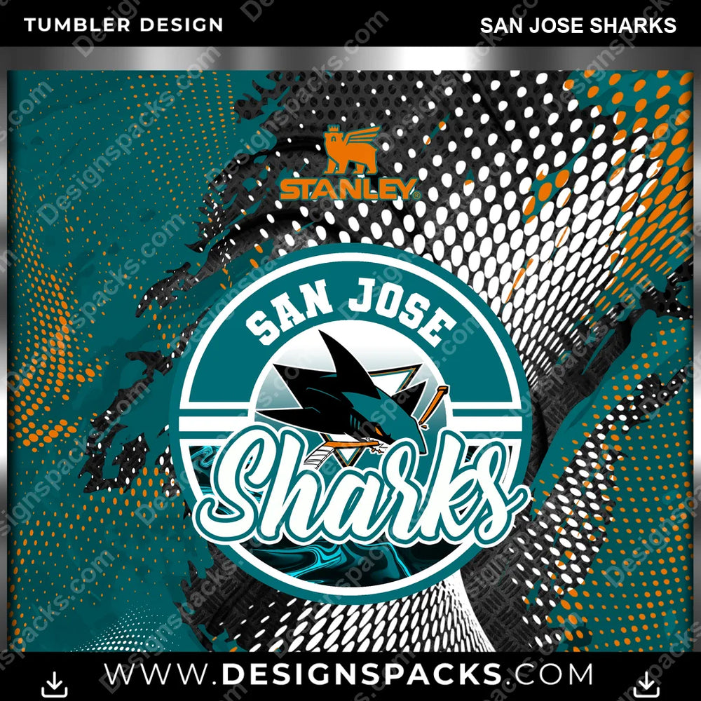 Ice Hockey Stanley San Jose Sharks NHL Hockey Tumbler Digital Wrap Design Download