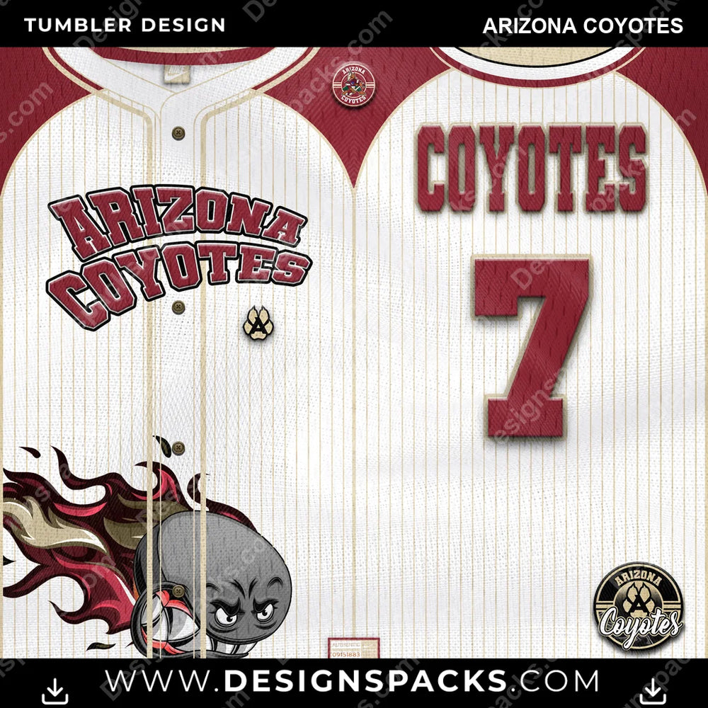 Ice Hockey Team Button-Up Jersey Arizona Coyotes NHL Hockey Tumbler Digital Wrap Design Download