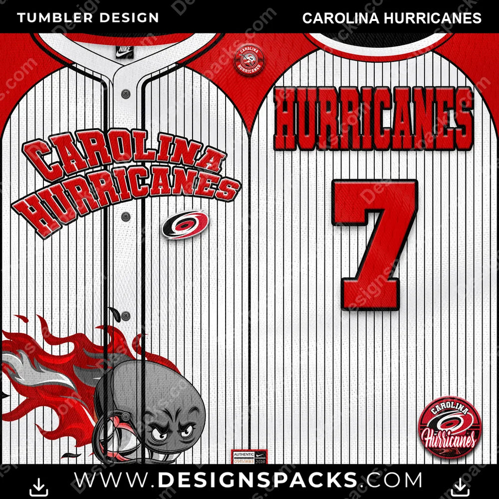 Ice Hockey Team Button-Up Jersey Carolina Hurricanes NHL Hockey Tumbler Digital Wrap Design Download