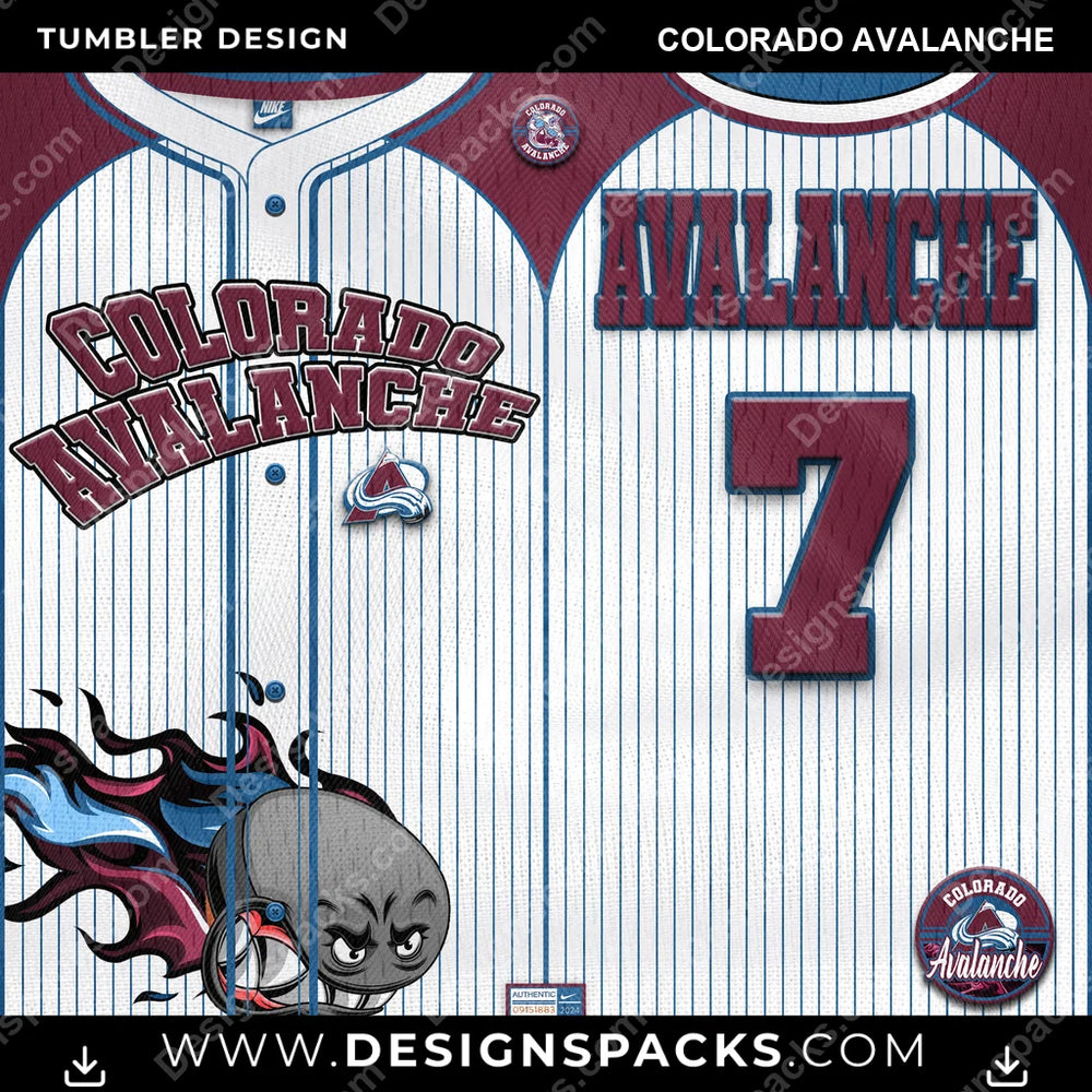 Ice Hockey Team Button-Up Jersey Colorado Avalanche NHL Hockey Tumbler Digital Wrap Design Download