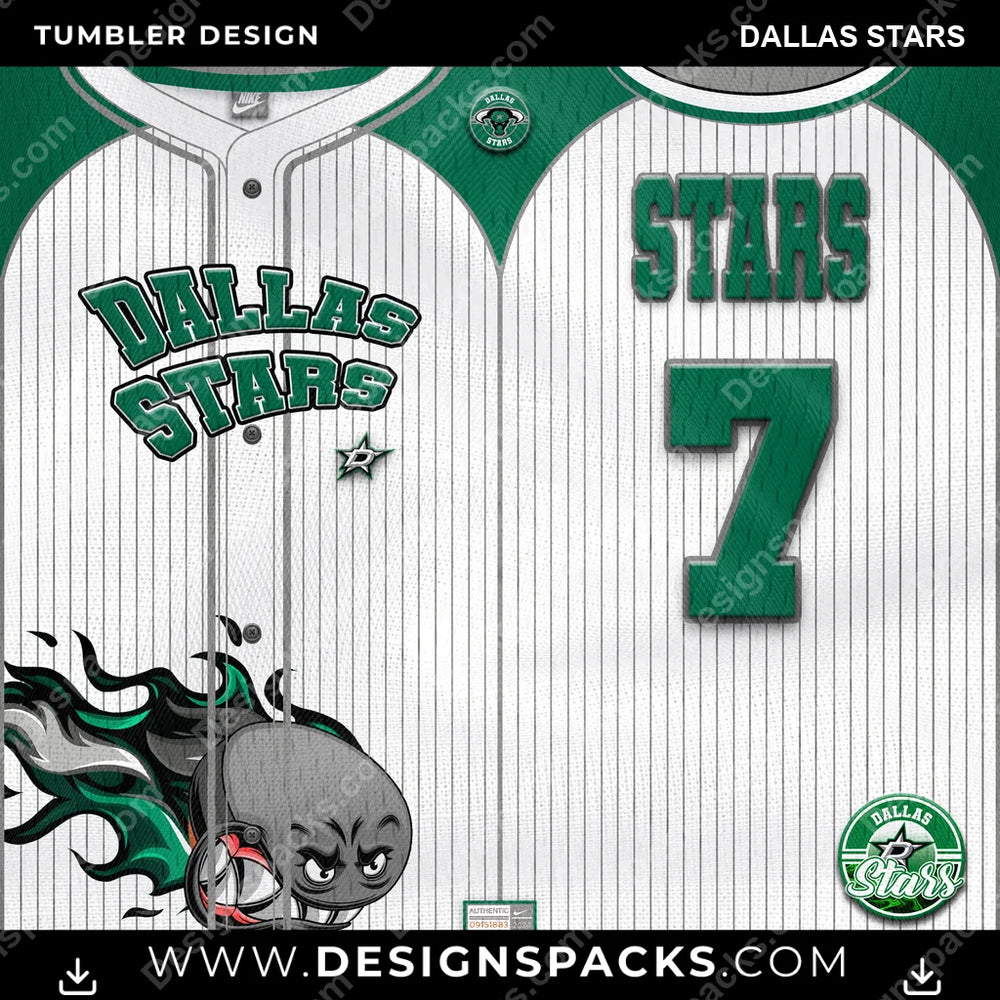 Ice Hockey Team Button-Up Jersey Dallas Stars NHL Hockey Tumbler Digital Wrap Design Download