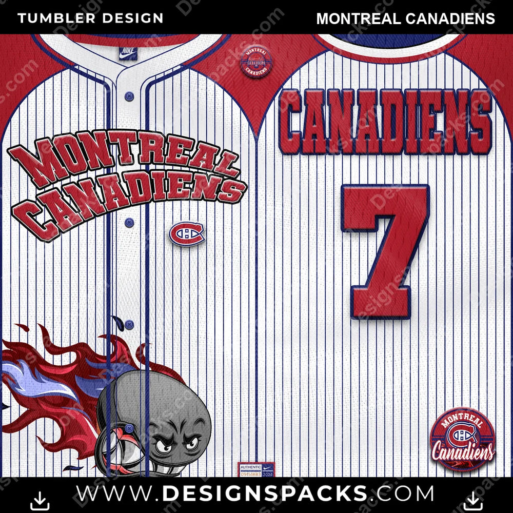 Ice Hockey Team Button-Up Jersey Montreal Canadiens NHL Hockey Tumbler Digital Wrap Design Download