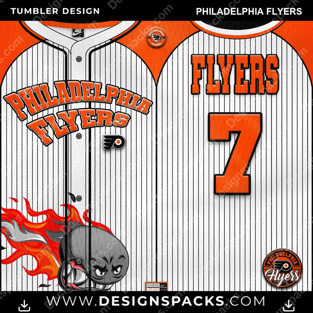 Ice Hockey Team Button-Up Jersey Philadelphia Flyers NHL Hockey Tumbler Digital Wrap Design Download