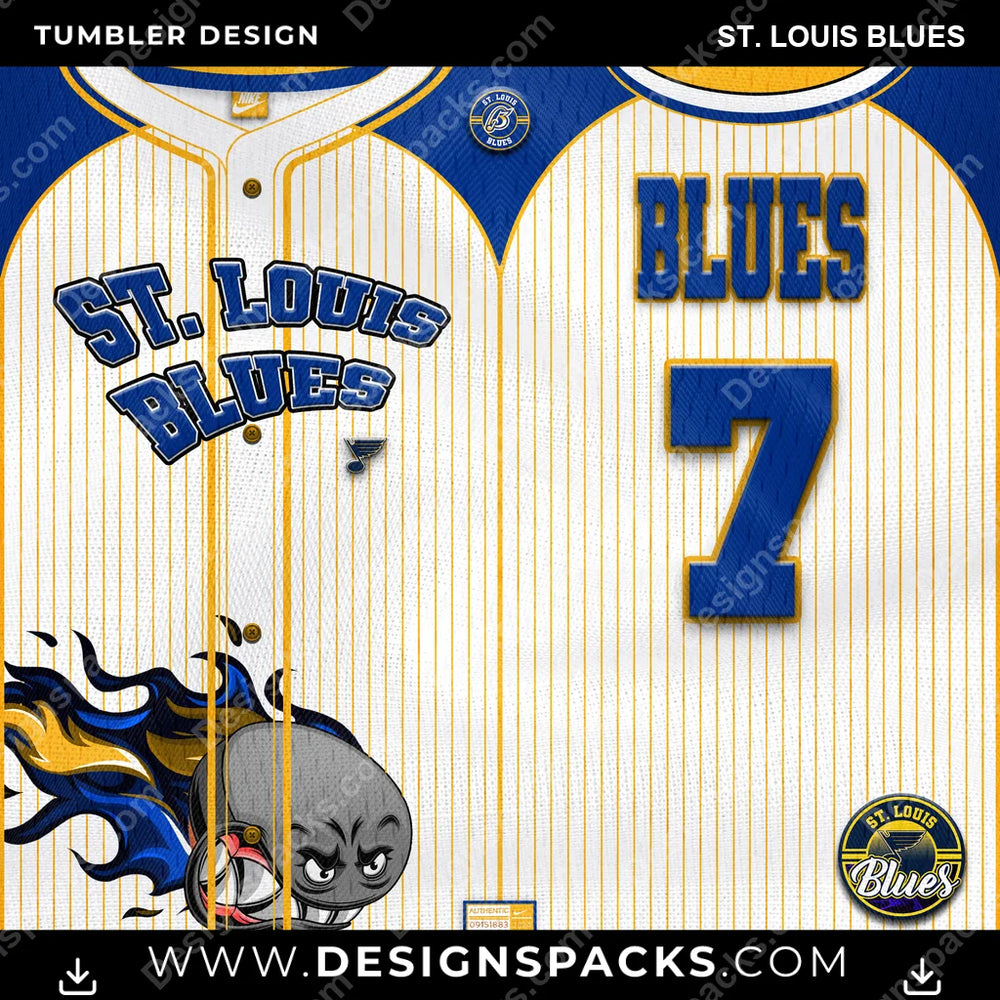 Ice Hockey Team Button-Up Jersey St. Louis Blues NHL Hockey Tumbler Digital Wrap Design Download