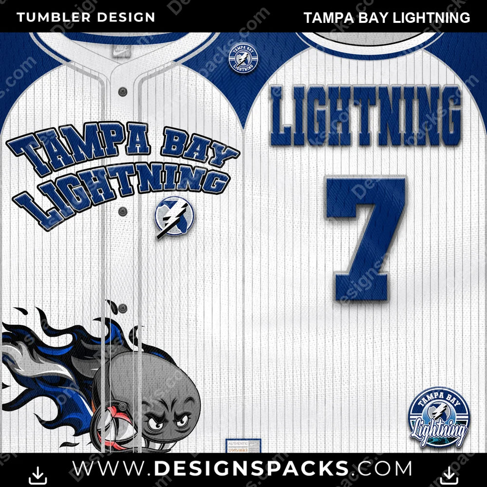 Ice Hockey Team Button-Up Jersey Tampa Bay Lightning NHL Hockey Tumbler Digital Wrap Design Download