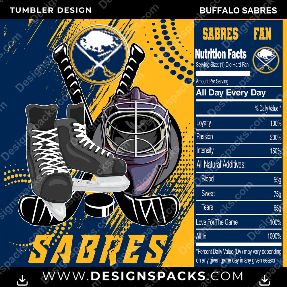 Ice Hockey Team Fan Buffalo Sabres NHL Hockey Tumbler Digital Wrap Design Download
