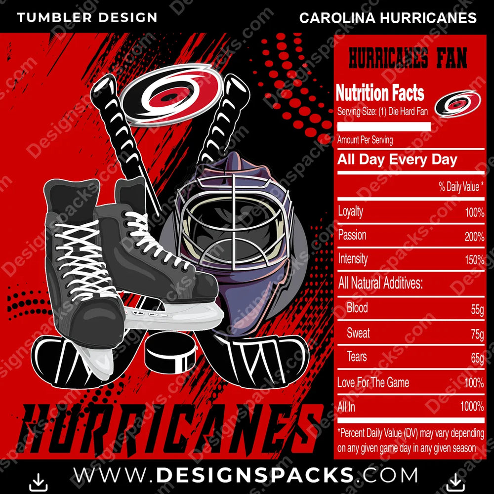Ice Hockey Team Fan Carolina Hurricanes NHL Hockey Tumbler Digital Wrap Design Download
