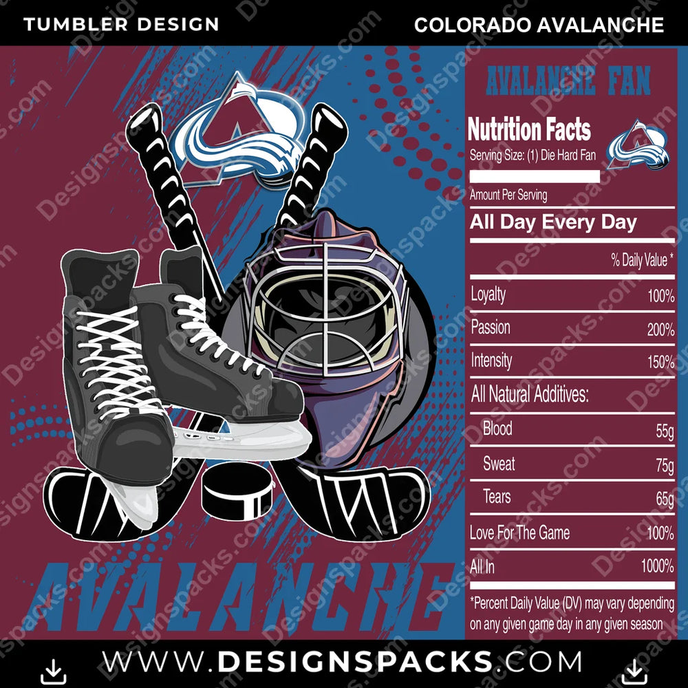 Ice Hockey Team Fan Colorado Avalanche NHL Hockey Tumbler Digital Wrap Design Download