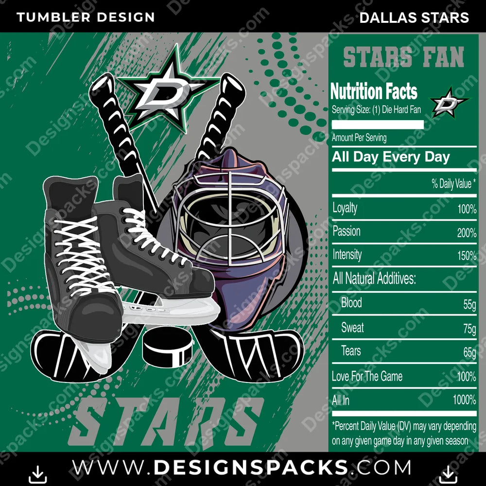Ice Hockey Team Fan Dallas Stars NHL Hockey Tumbler Digital Wrap Design Download