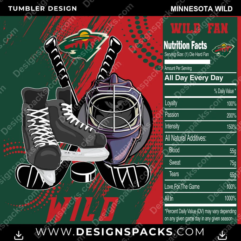 Ice Hockey Team Fan Minnesota Wild NHL Hockey Tumbler Digital Wrap Design Download