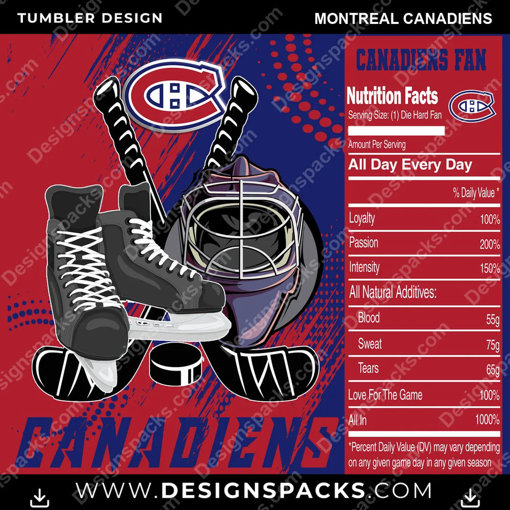 Ice Hockey Team Fan Montreal Canadiens NHL Hockey Tumbler Digital Wrap Design Download