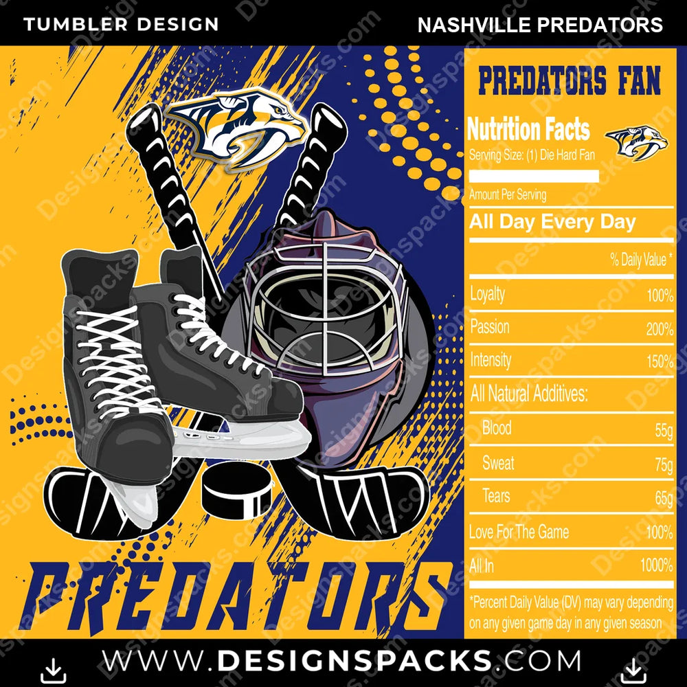 Ice Hockey Team Fan Nashville Predators NHL Hockey Tumbler Digital Wrap Design Download