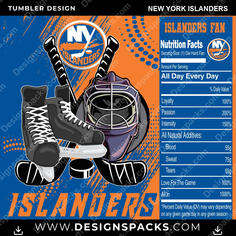 Ice Hockey Team Fan New York Islanders NHL Hockey Tumbler Digital Wrap Design Download