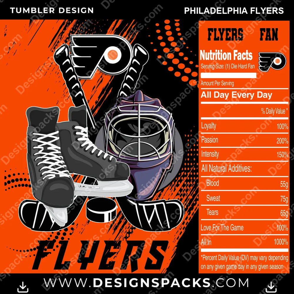 Ice Hockey Team Fan Philadelphia Flyers NHL Hockey Tumbler Digital Wrap Design Download
