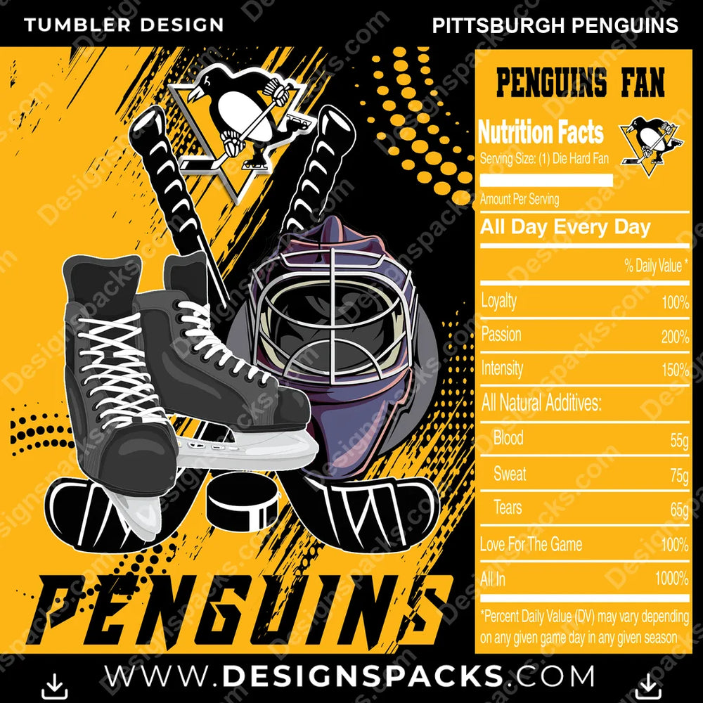Ice Hockey Team Fan Pittsburgh Penguins NHL Hockey Tumbler Digital Wrap Design Download