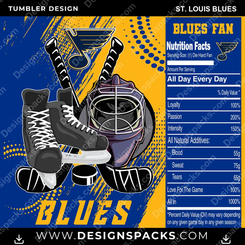 Ice Hockey Team Fan St. Louis Blues NHL Hockey Tumbler Digital Wrap Design Download