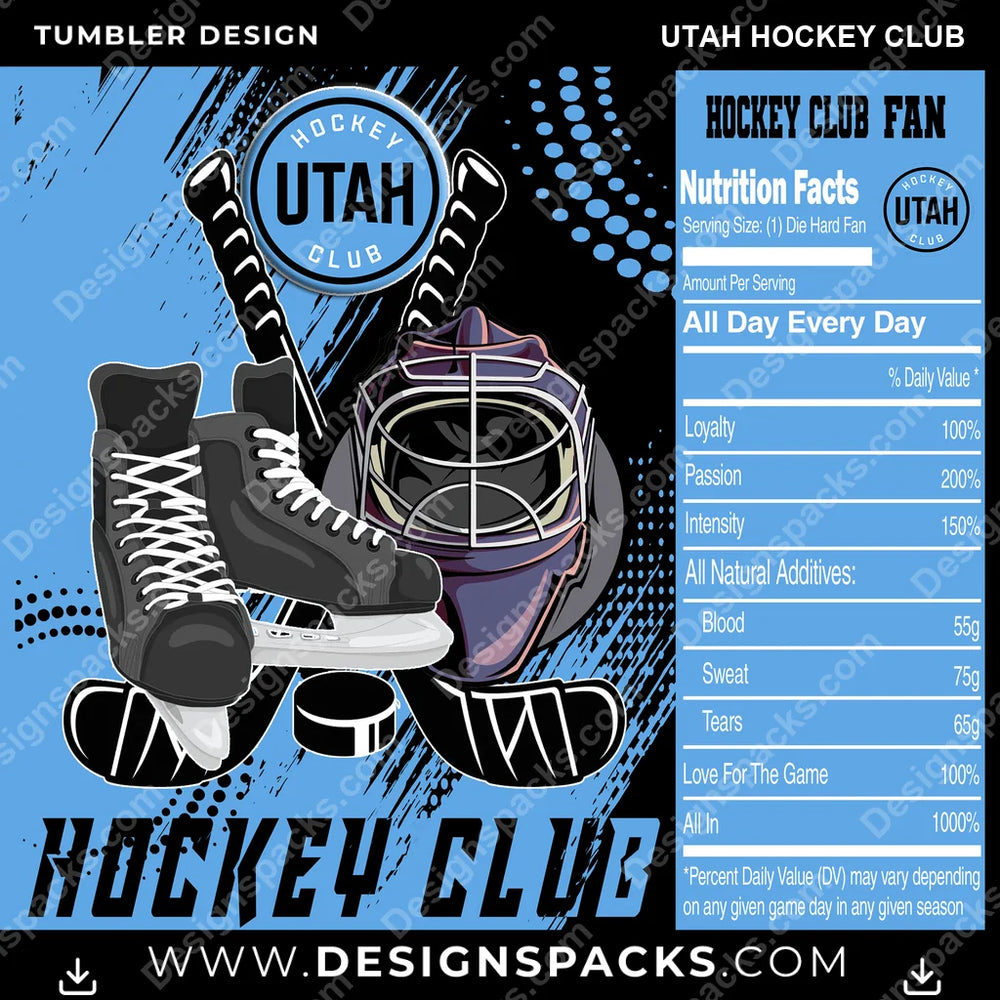 Ice Hockey Team Fan Utah Hockey Club NHL Hockey Tumbler Digital Wrap Design Download