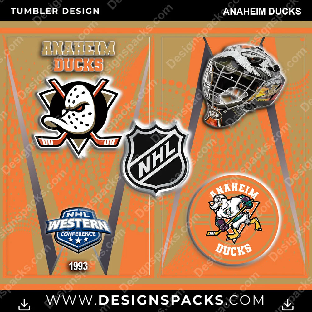 Ice Hockey Team Logo Anaheim Ducks NHL Hockey Tumbler Digital Wrap Design Download