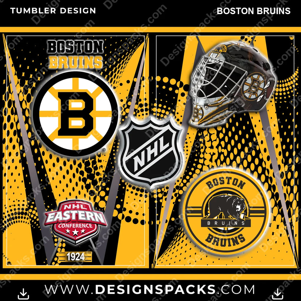 Ice Hockey Team Logo Boston Bruins NHL Hockey Tumbler Digital Wrap Design Download