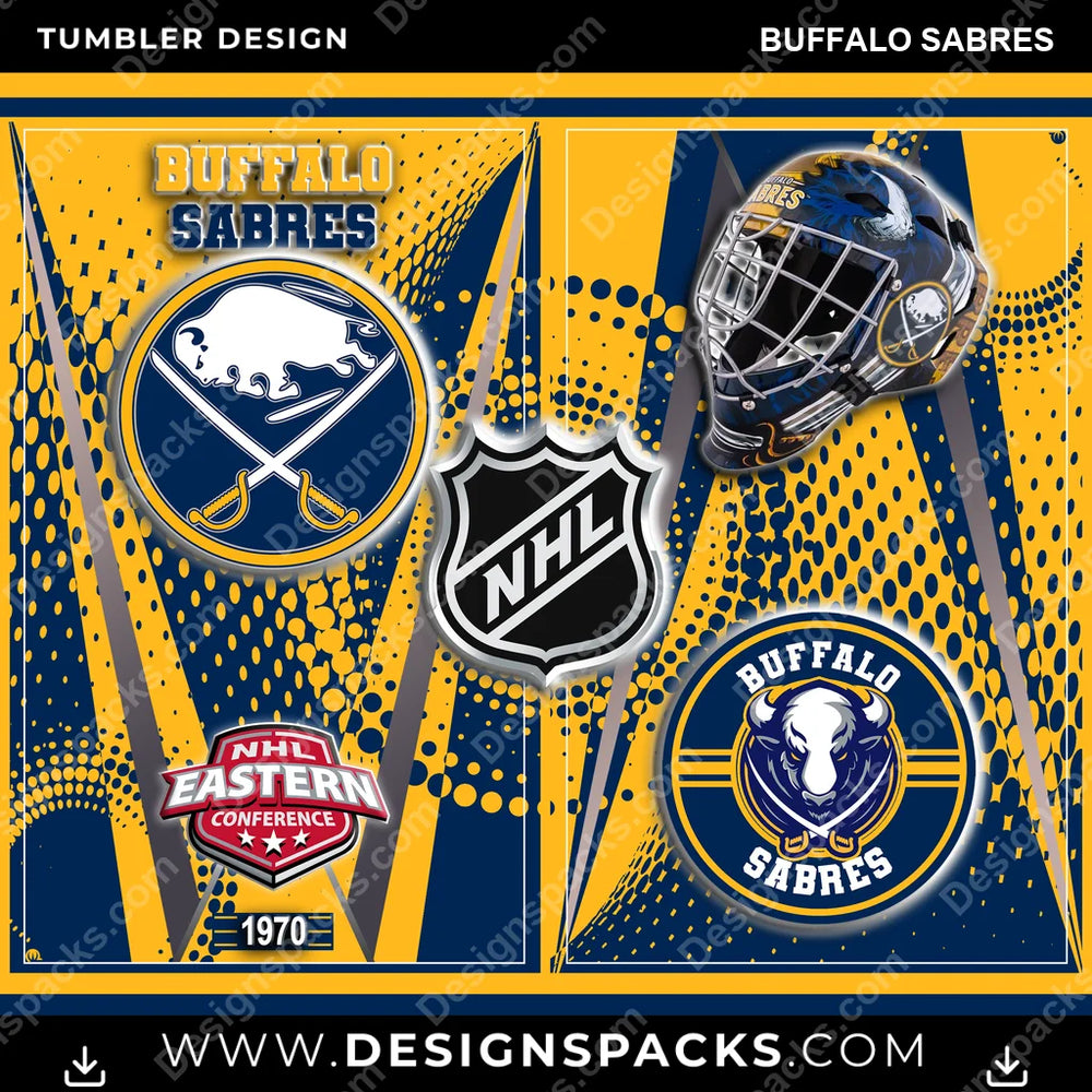 Ice Hockey Team Logo Buffalo Sabres NHL Hockey Tumbler Digital Wrap Design Download
