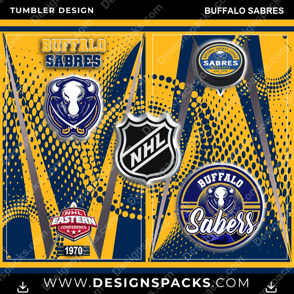 Ice Hockey Team Logo Buffalo Sabres NHL Hockey Tumbler Digital Wrap Design Download