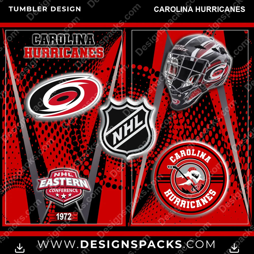 Ice Hockey Team Logo Carolina Hurricanes NHL Hockey Tumbler Digital Wrap Design Download