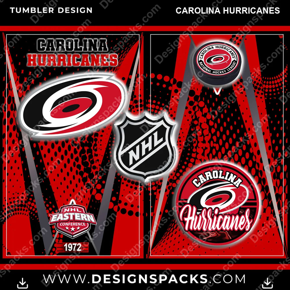 Ice Hockey Team Logo Carolina Hurricanes NHL Hockey Tumbler Digital Wrap Design Download