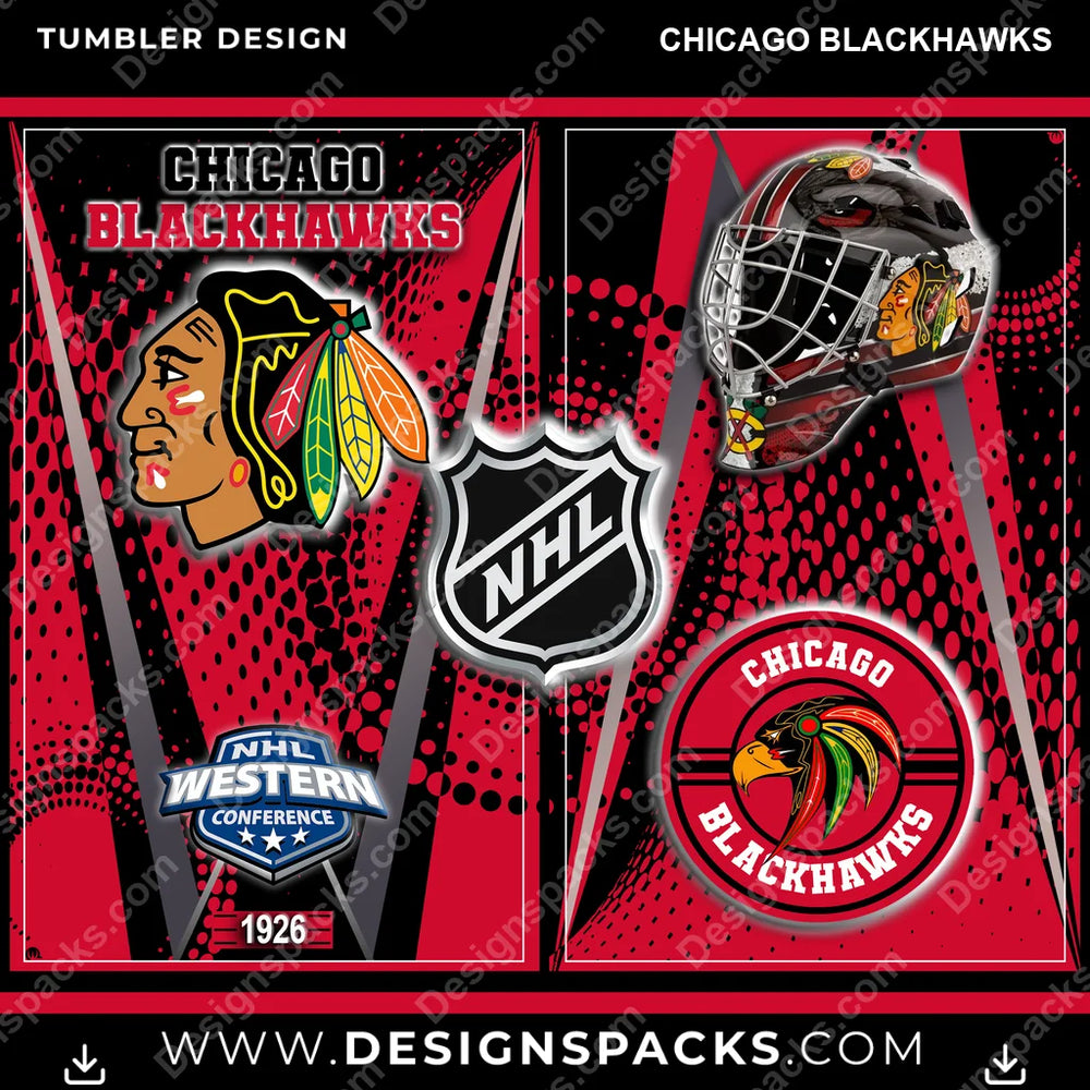 Ice Hockey Team Logo Chicago Blackhawks NHL Hockey Tumbler Digital Wrap Design Download