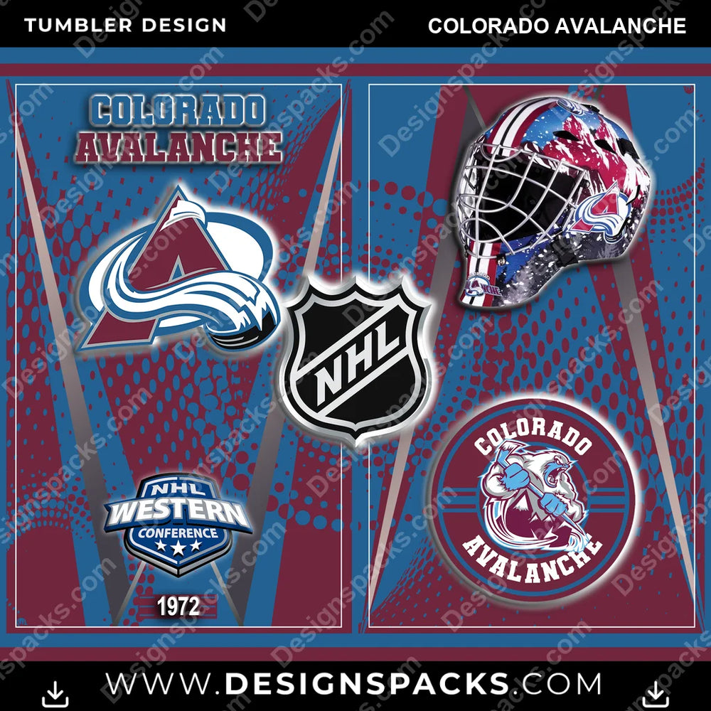 Ice Hockey Team Logo Colorado Avalanche NHL Hockey Tumbler Digital Wrap Design Download