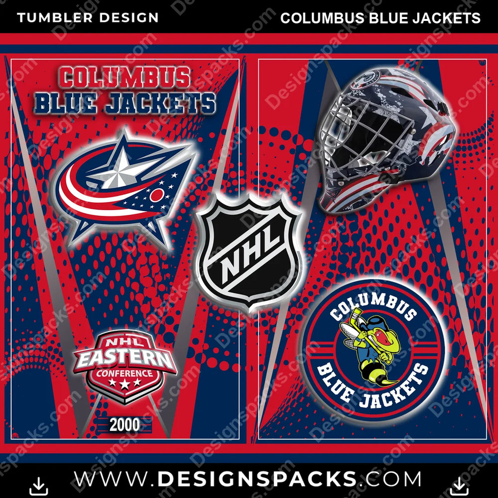 Ice Hockey Team Logo Columbus Blue Jackets NHL Hockey Tumbler Digital Wrap Design Download