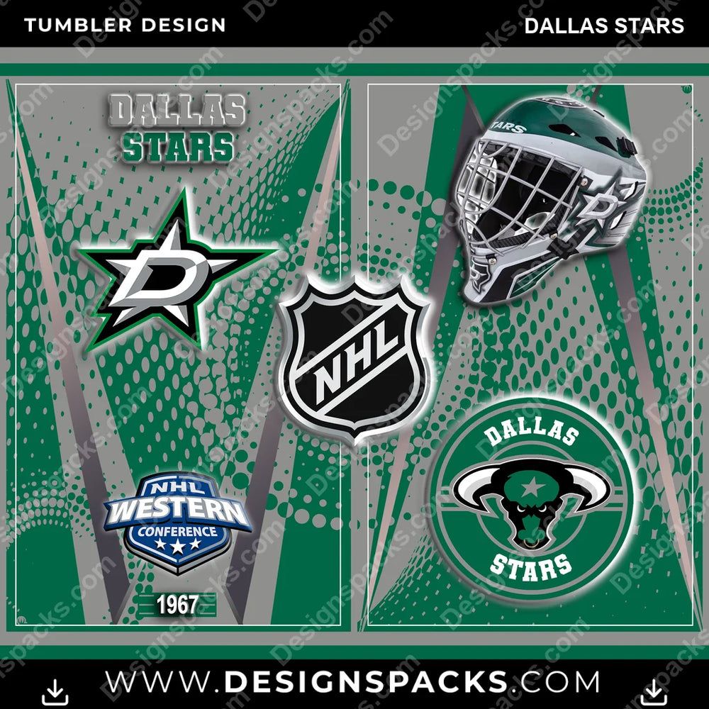Ice Hockey Team Logo Dallas Stars NHL Hockey Tumbler Digital Wrap Design Download