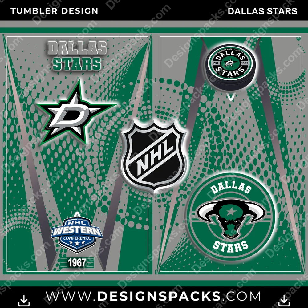 Ice Hockey Team Logo Dallas Stars NHL Hockey Tumbler Digital Wrap Design Download