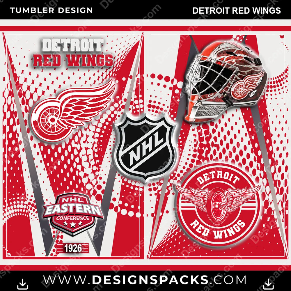 Ice Hockey Team Logo Detroit Red Wings NHL Hockey Tumbler Digital Wrap Design Download
