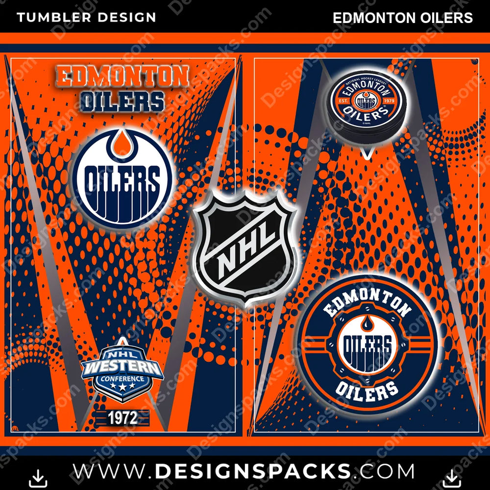 Ice Hockey Team Logo Edmonton Oilers NHL Hockey Tumbler Digital Wrap Design Download