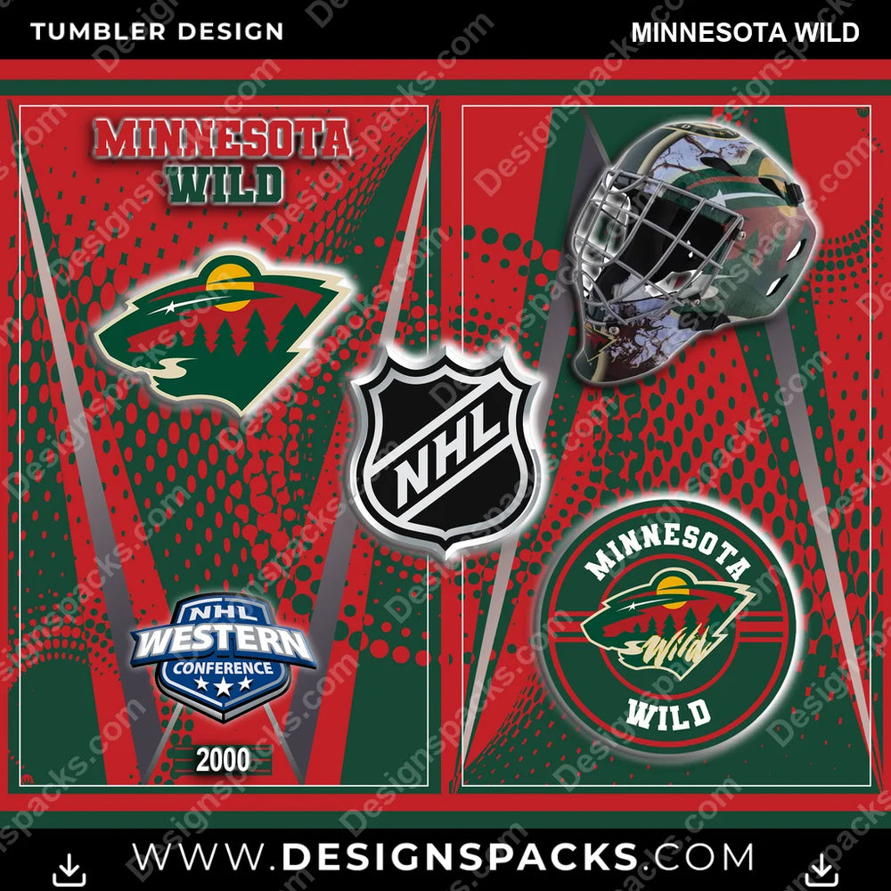 Ice Hockey Team Logo Minnesota Wild NHL Hockey Tumbler Digital Wrap Design Download