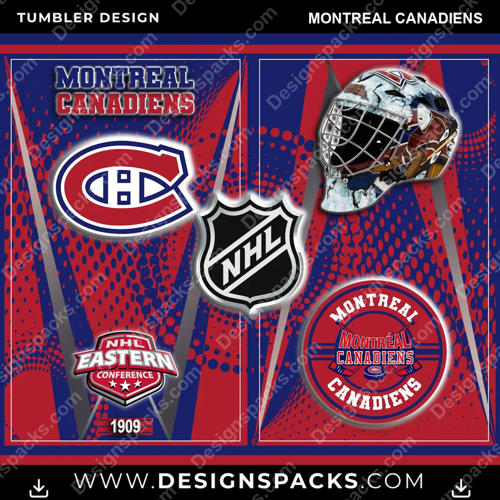 Ice Hockey Team Logo Montreal Canadiens NHL Hockey Tumbler Digital Wrap Design Download
