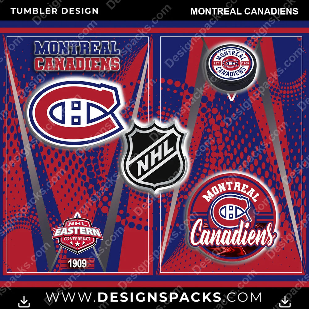 Ice Hockey Team Logo Montreal Canadiens NHL Hockey Tumbler Digital Wrap Design Download