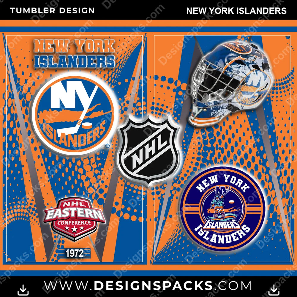 Ice Hockey Team Logo New York Islanders NHL Hockey Tumbler Digital Wrap Design Download