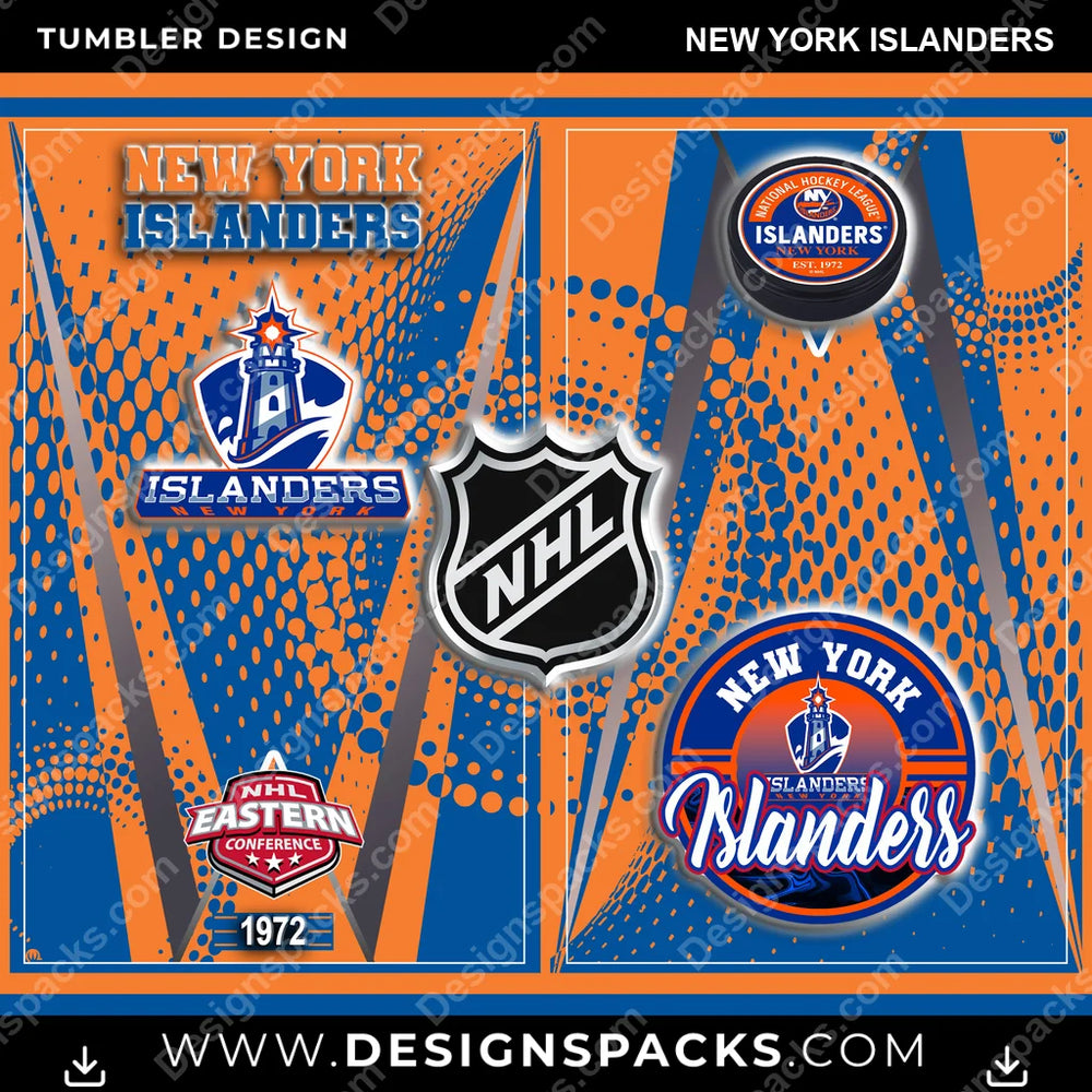Ice Hockey Team Logo New York Islanders NHL Hockey Tumbler Digital Wrap Design Download