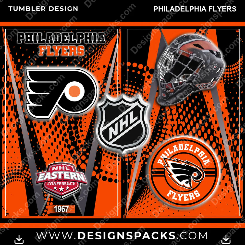 Ice Hockey Team Logo Philadelphia Flyers NHL Hockey Tumbler Digital Wrap Design Download