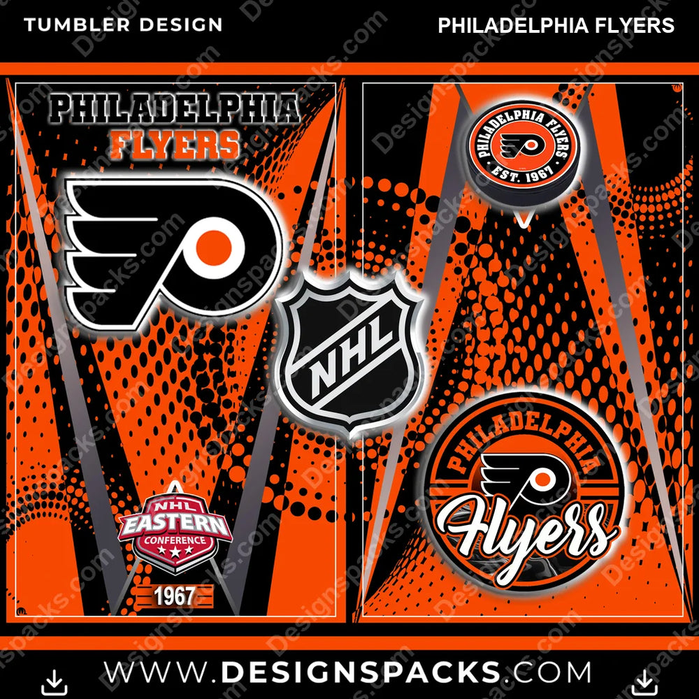 Ice Hockey Team Logo Philadelphia Flyers NHL Hockey Tumbler Digital Wrap Design Download
