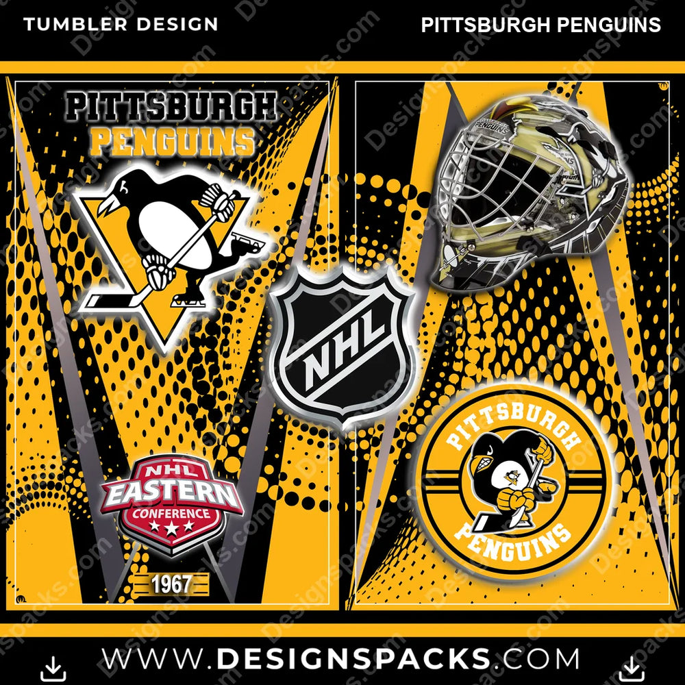 Ice Hockey Team Logo Pittsburgh Penguins NHL Hockey Tumbler Digital Wrap Design Download