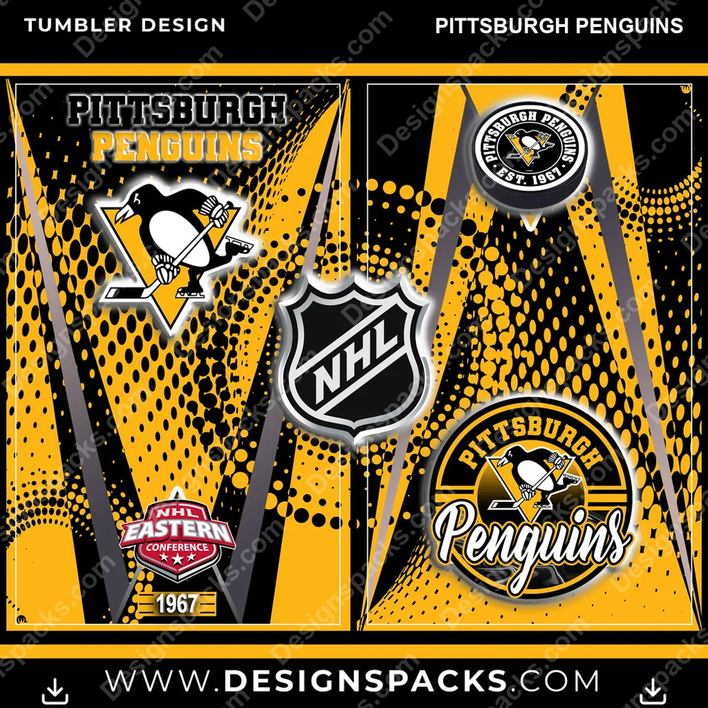 Ice Hockey Team Logo Pittsburgh Penguins NHL Hockey Tumbler Digital Wrap Design Download