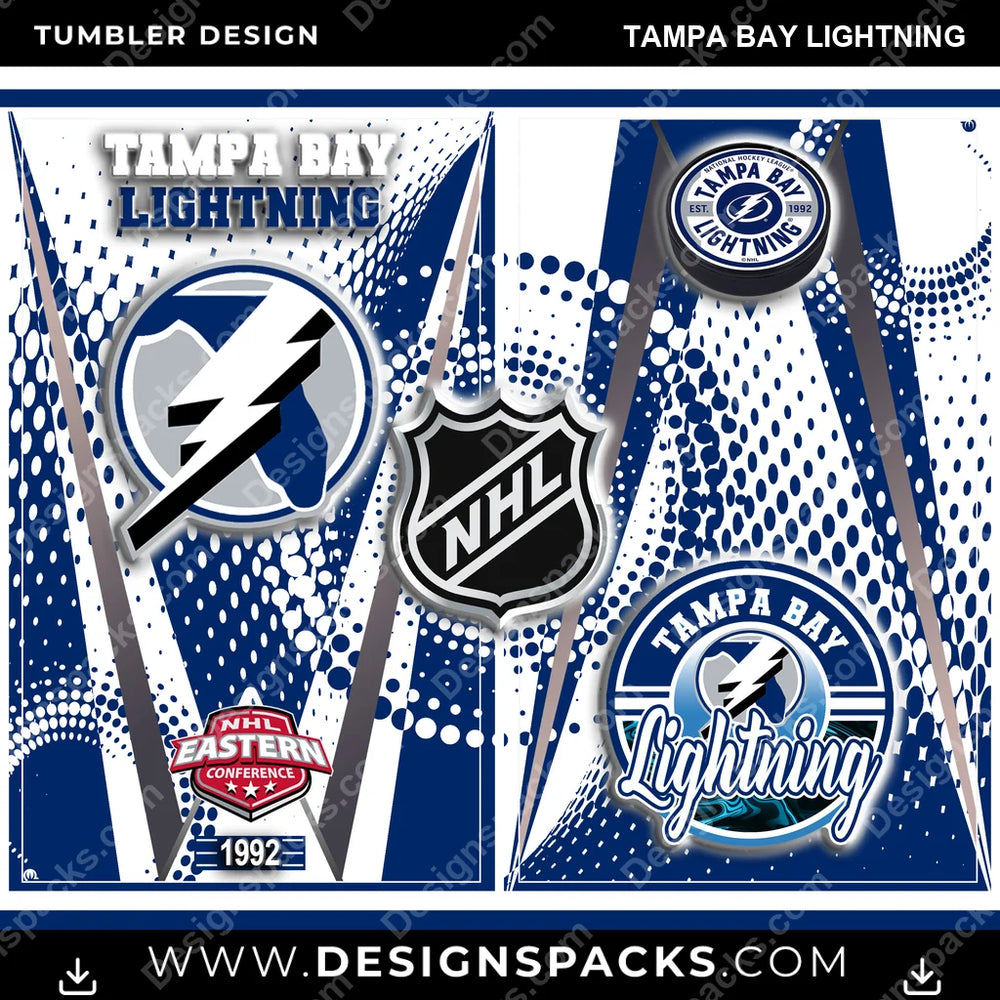 Ice Hockey Team Logo Tampa Bay Lightning NHL Hockey Tumbler Digital Wrap Design Download