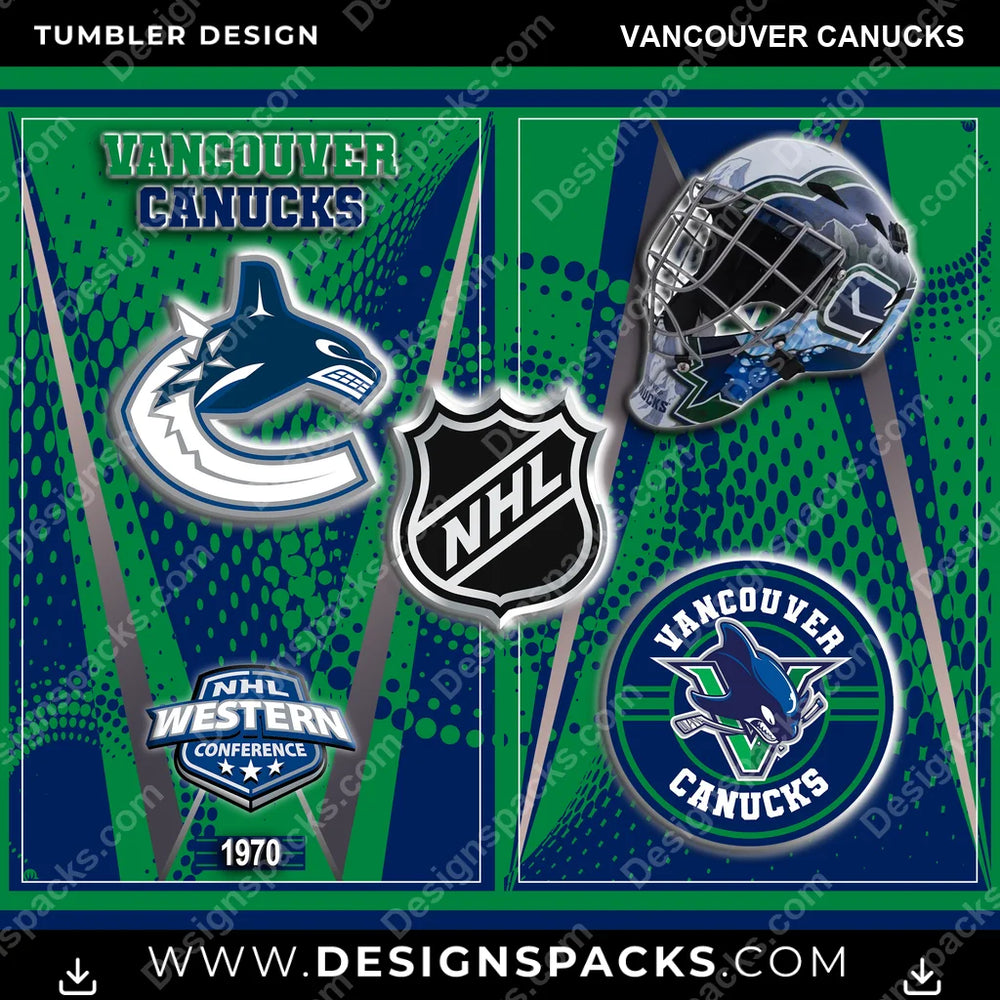 Ice Hockey Team Logo Vancouver Canucks NHL Hockey Tumbler Digital Wrap Design Download