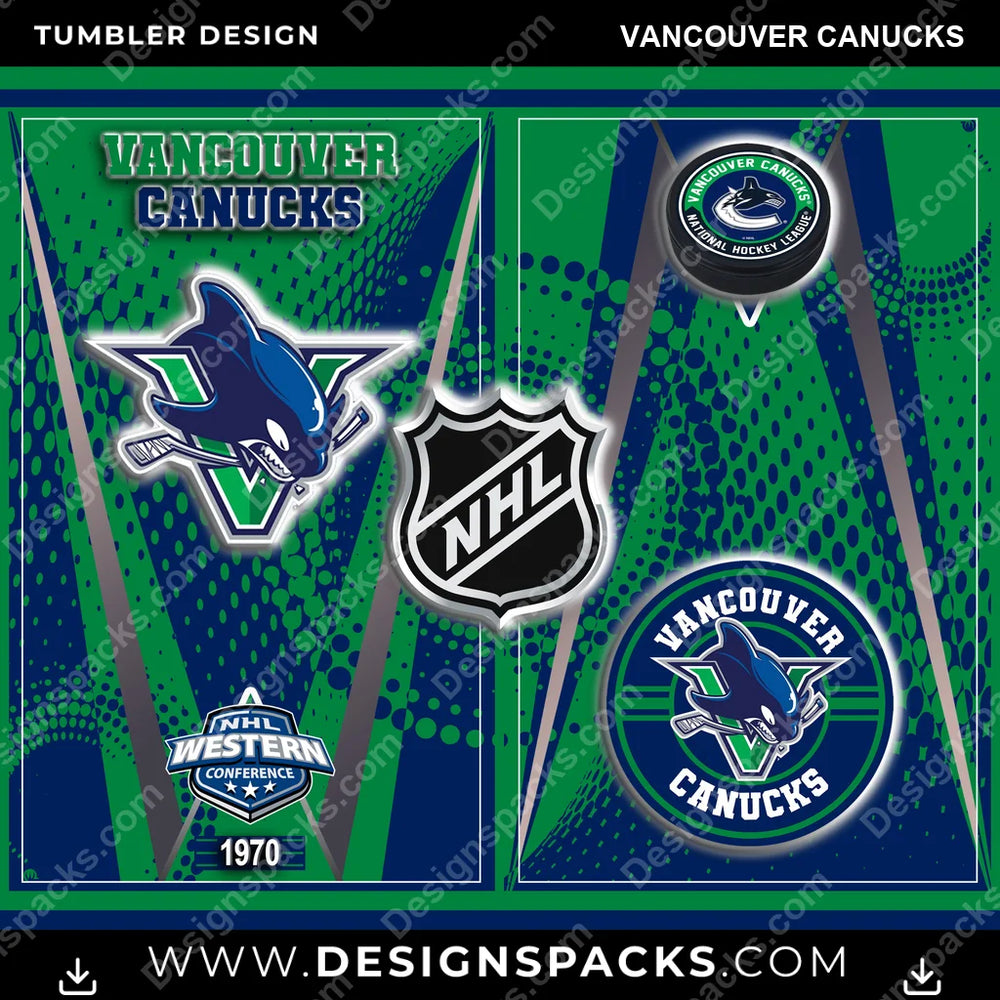 Ice Hockey Team Logo Vancouver Canucks NHL Hockey Tumbler Digital Wrap Design Download
